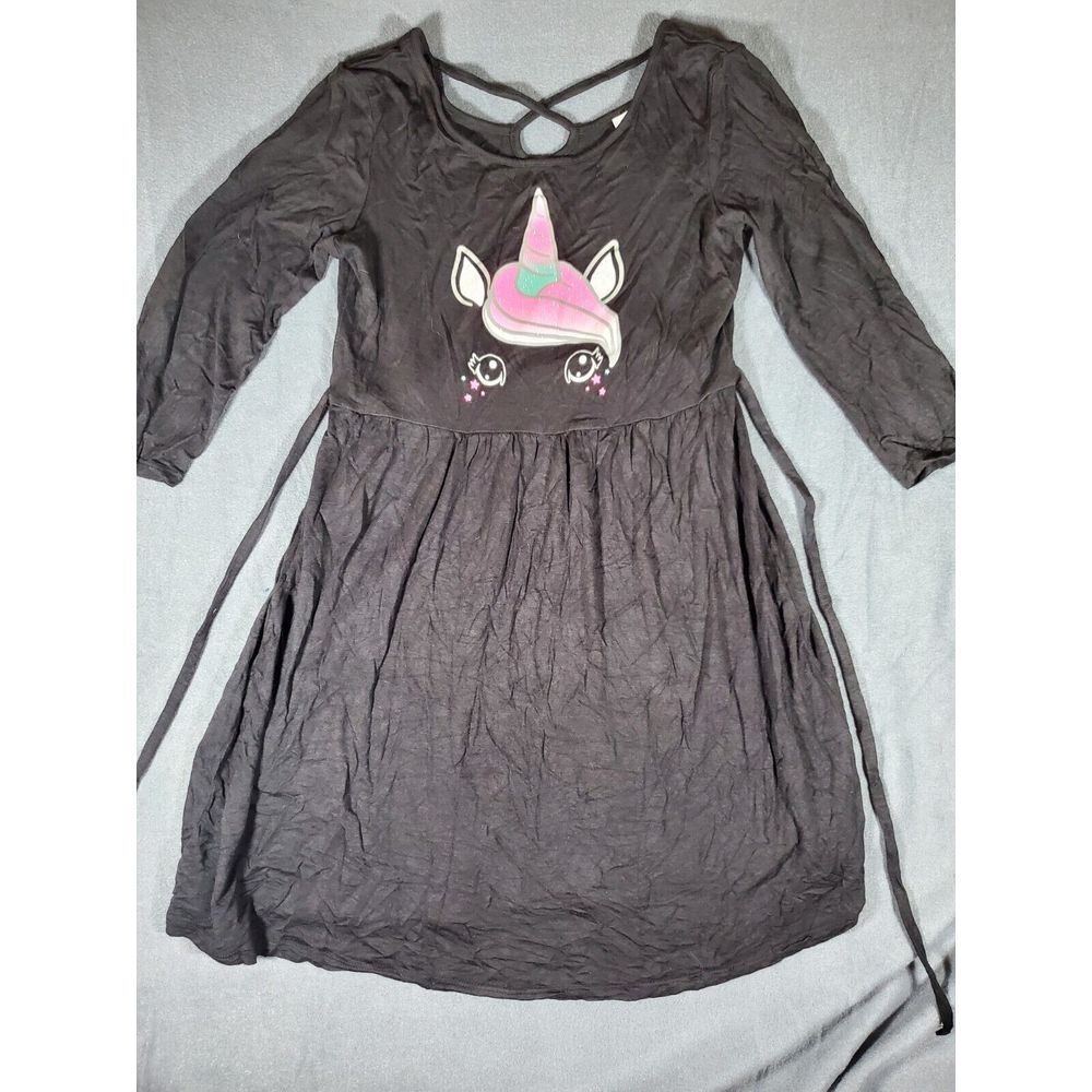 Justice Girls‎ Unicorn Dress 3/4 Sleeve Black Size 12